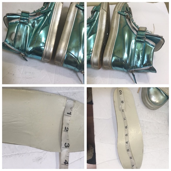 Giuseppe Zanotti Donna Metallic Patent Leather High Top Sneakers Shoes Crystals - Picture 9 of 17